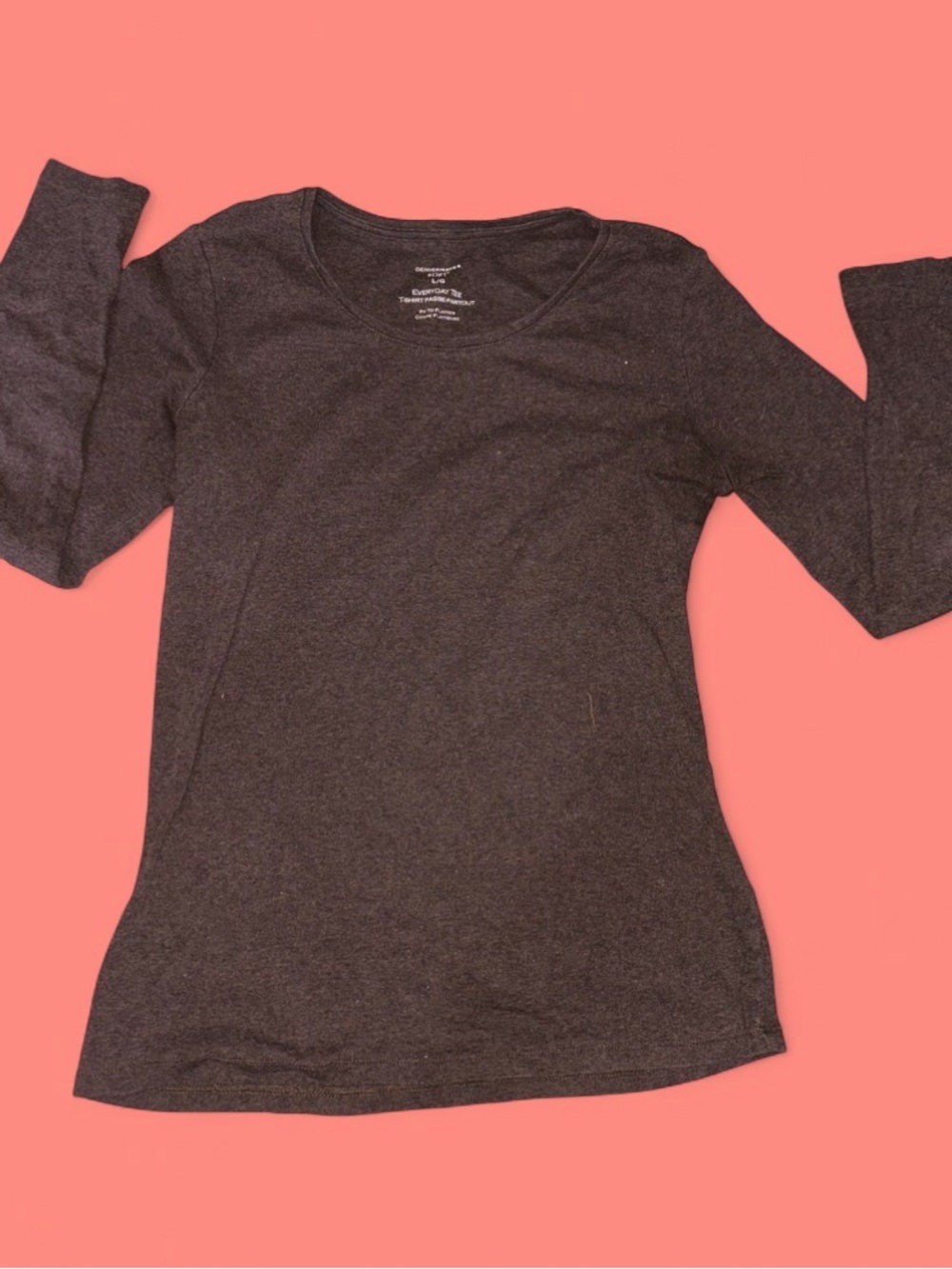 Women’s Long Sleeve Denver Hayes Everyday Tee Fit to Flatter Size L Brown
